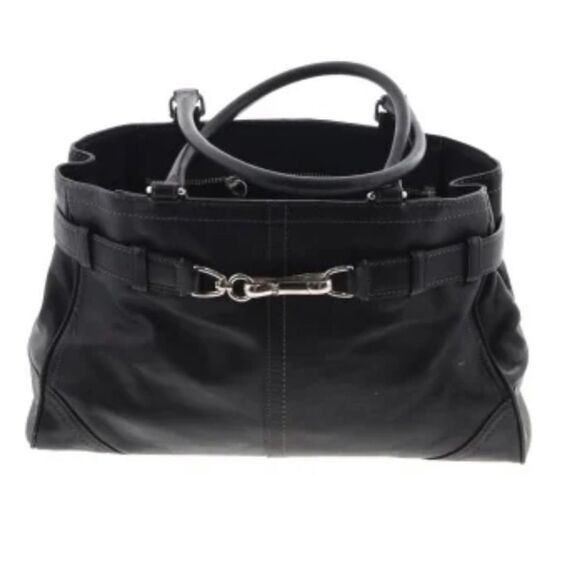 COACH | Black Leather Satchel Bag Purse Buckle - Picture 1 of 3